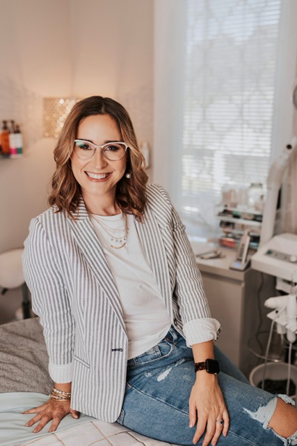 Nicole Hardy, licensed esthetician, in her treatment room at Beautified Esthetics